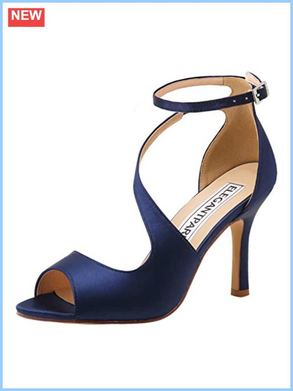 Satin Strappy Heeled Sandals, 3.5" Stiletto with Ankle Strap, Formal Evening